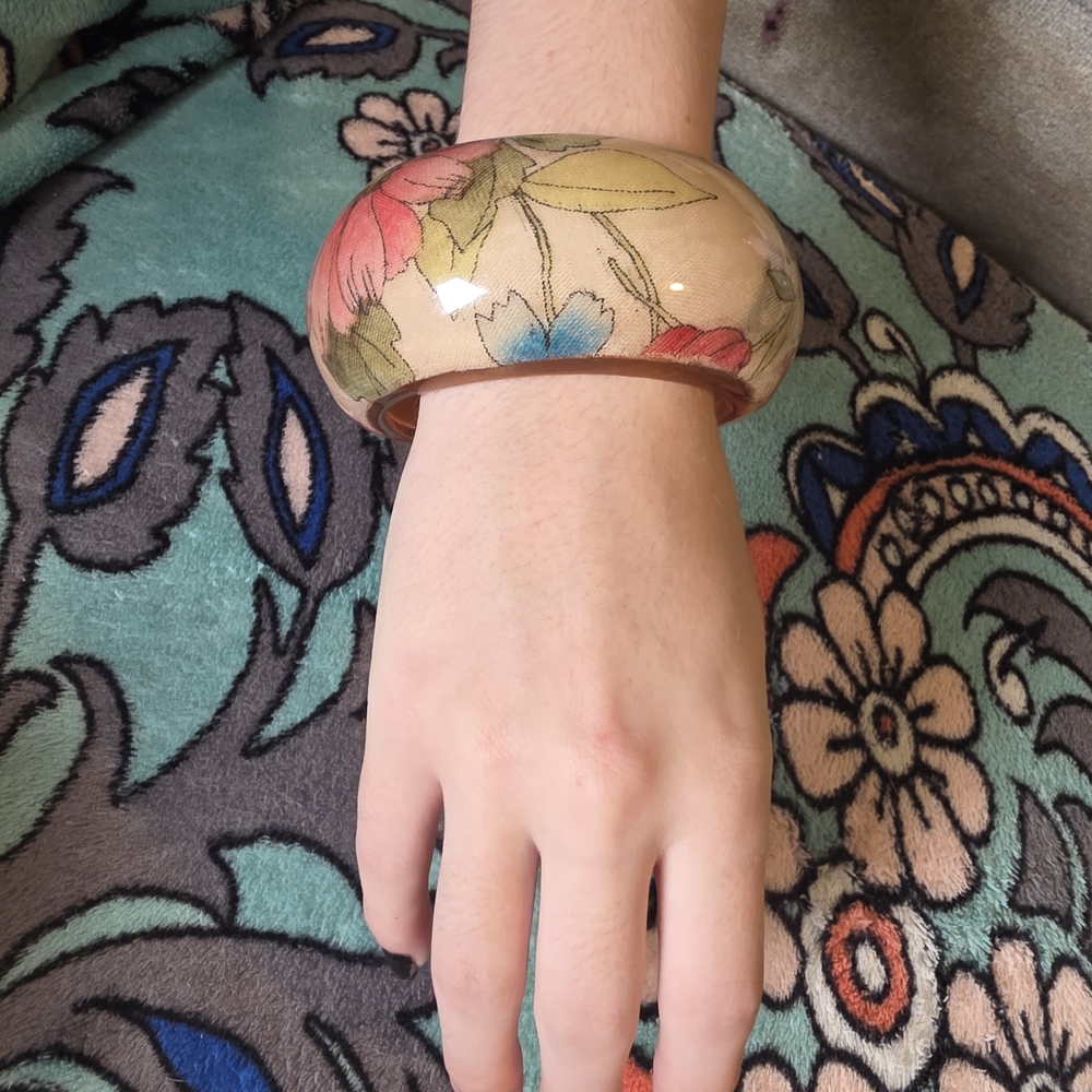 Floral Bangle Bracelet Vintage 70's